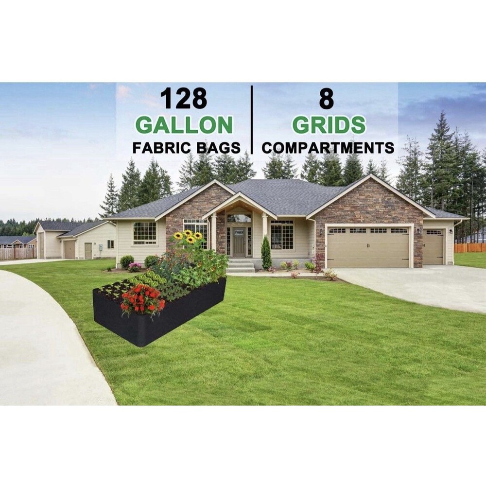Raised Garden Bed 128 Gallon 6 x 3FT Fabric Grow Bag Large 8 Grid Vegetables - Picture 7 of 7